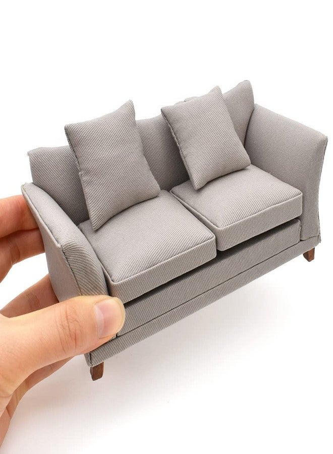 iLAND Modern Dollhouse Furniture on 1/12 Scale, Miniature Couch for Dollhouse Living Room (Khaki Drills) - Image 1